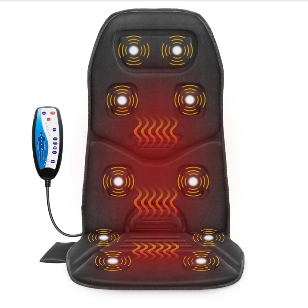 COMFIER Heated Back Massager Seat Cushion with 10 Motors for Home/Office